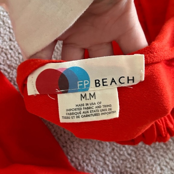 Free people red orange strapless layered + relaxed boho short sunsational set - Picture 9 of 10